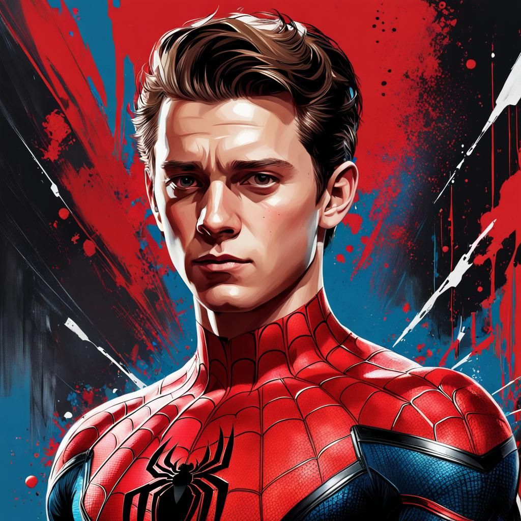 Tom Holland as Spiderman in Spray Paint Style