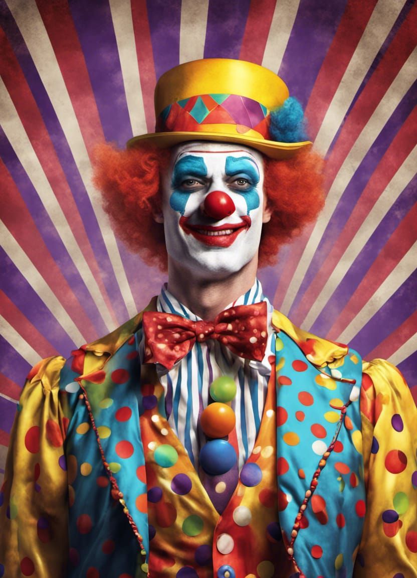 Colorful Clown Portrait in Digital Illustration Style