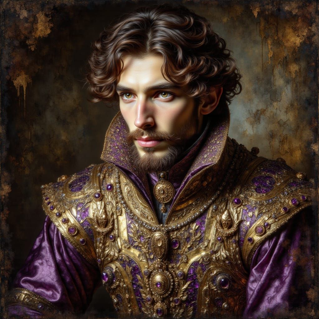 Handsome Tudor Man in Elaborate Finery