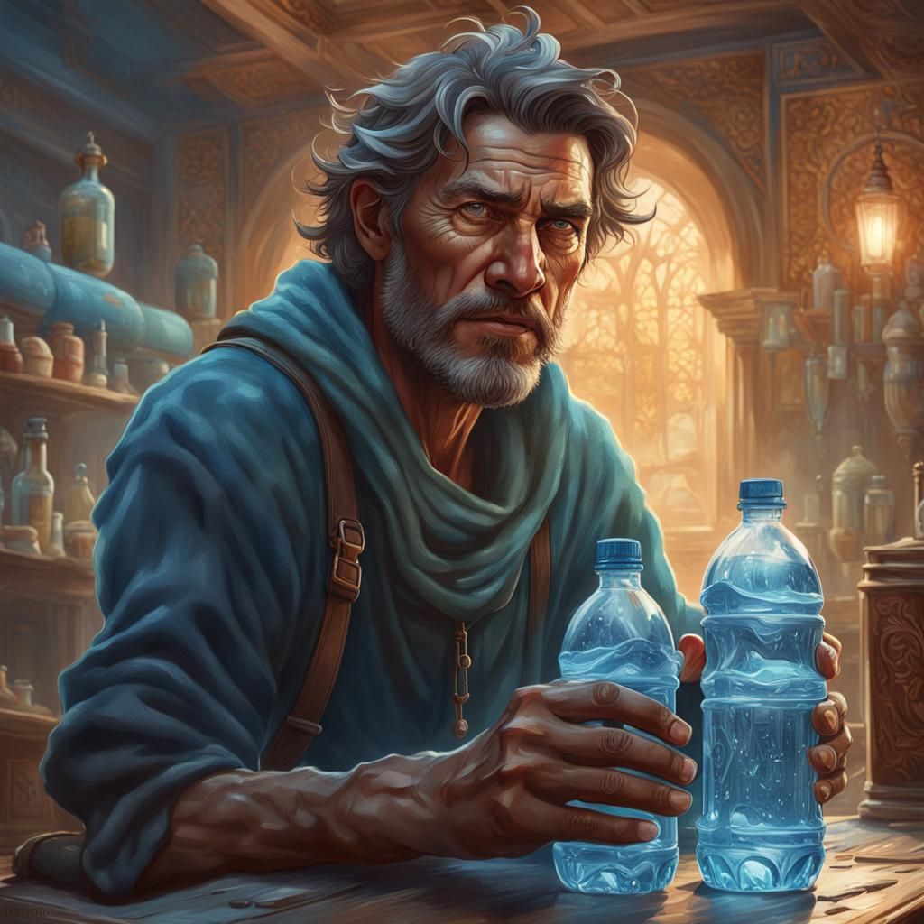 Desperate Man Seeks Water: Hyperdetailed Artstation Portrait