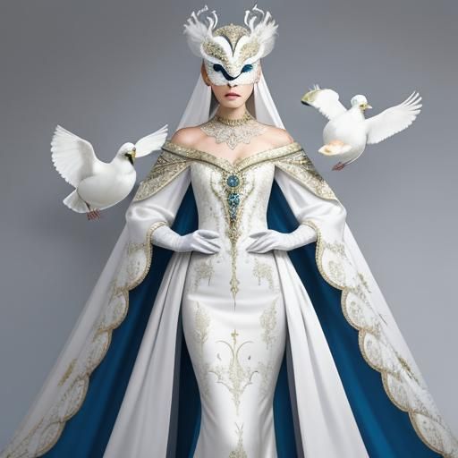 Bridal Gown,, White Dove Masquerade Costume