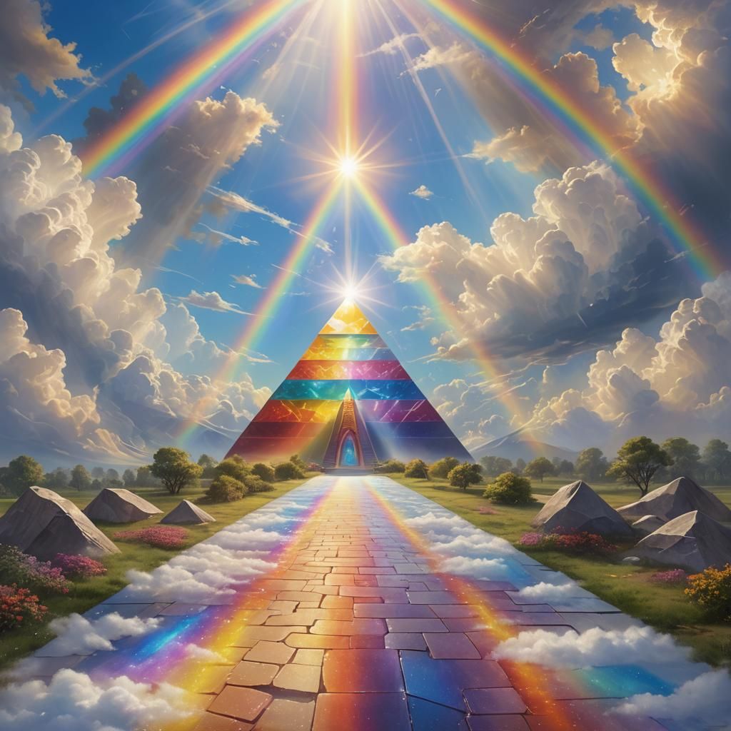 Rainbow Pathway to Crystal Portal in Sunlight