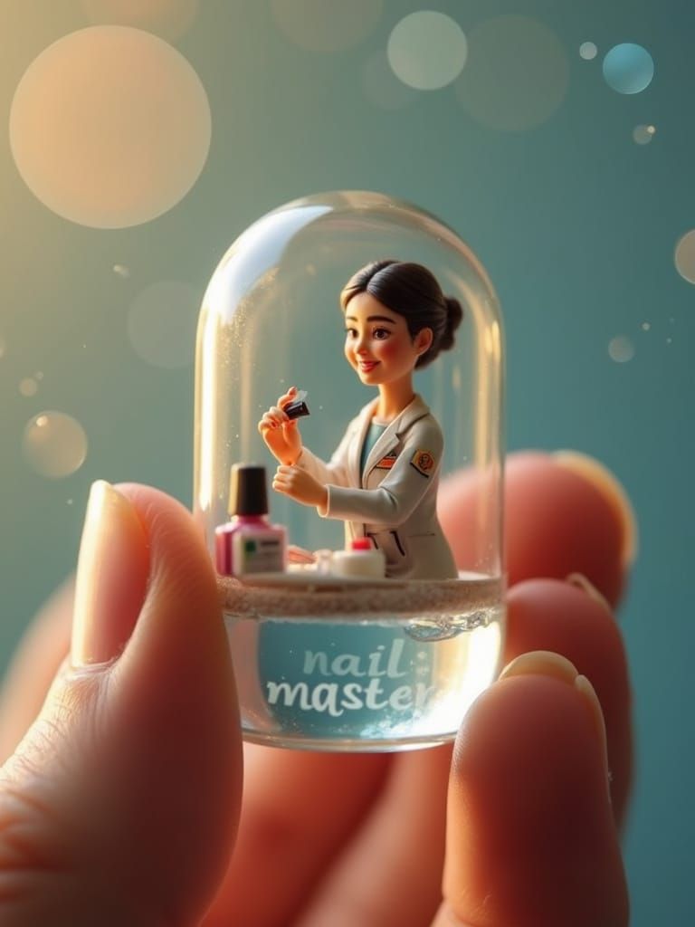 Miniature Manicurist in Delicate Glass Capsule