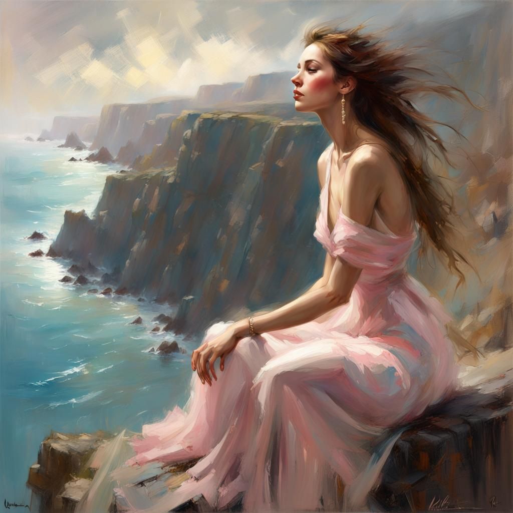 Cliffside Serenity in Figurative Style