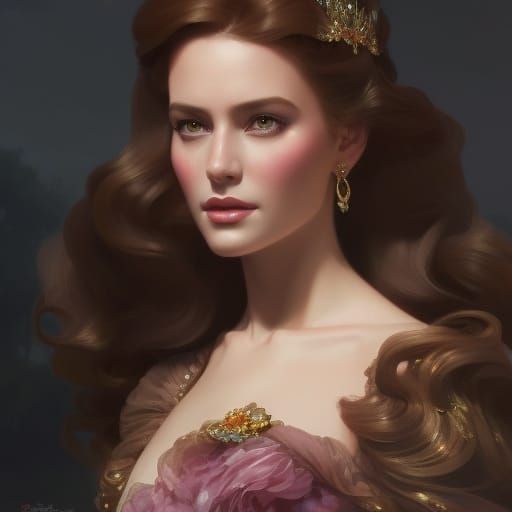 Princess Belle Portrait in Digital Art Style
