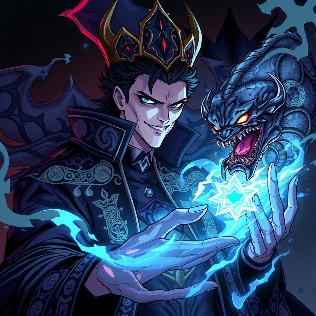 Grant: Evil of Joince Summons a Creature, in Anime Style