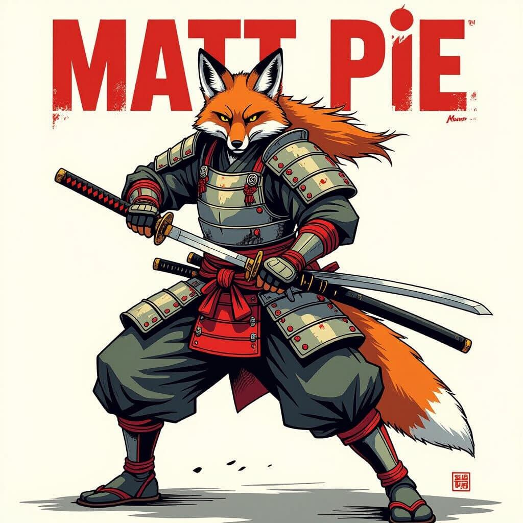 Fox Samurai Warrior in Comic Art Style