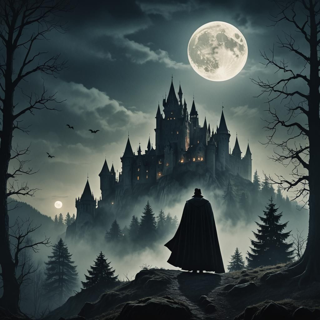 Count Dracula in Dark Fantasy Matte Painting