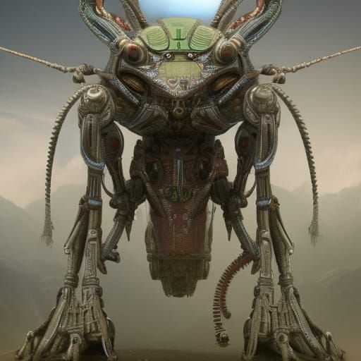 Robot Praying Mantis: Epic Digital Matte Painting