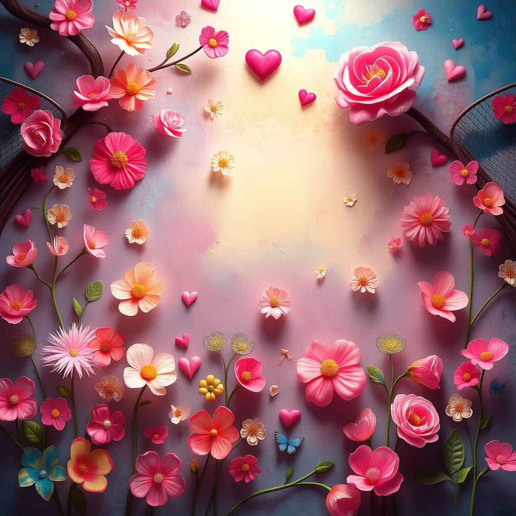 Radiant 3D Letters with Flowers and Hearts