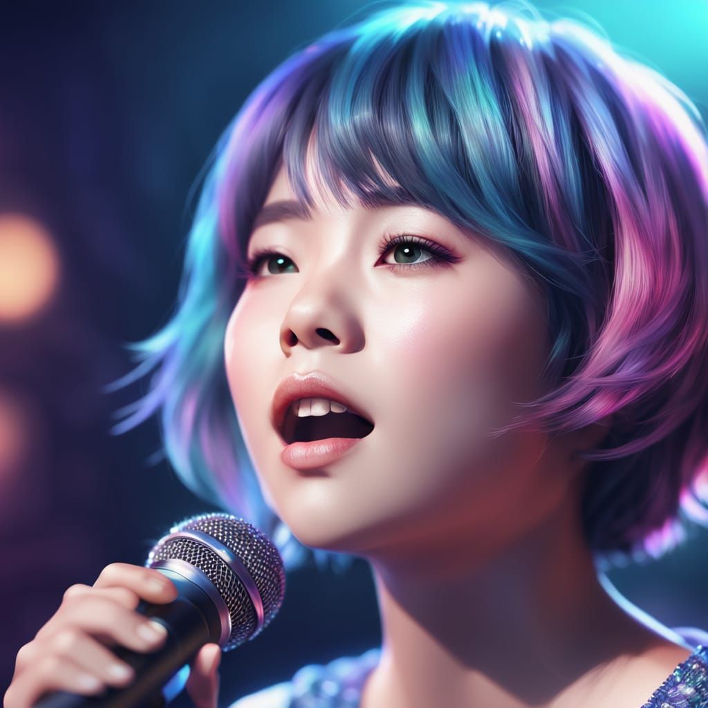 Chiko Aoba Sings: Vibrant Digital Art Portrait