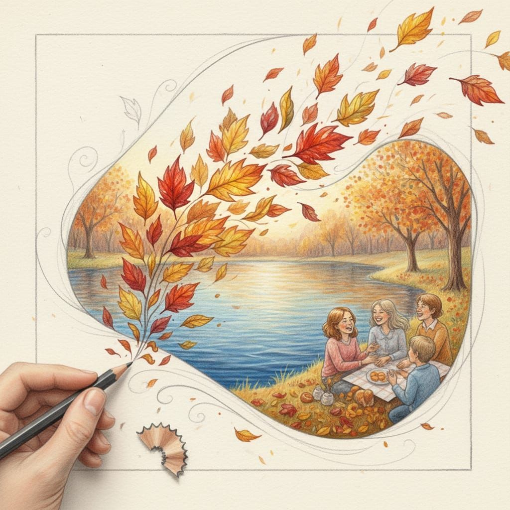 Artist's Pencil Sketch Brings Autumn Scene to Life
