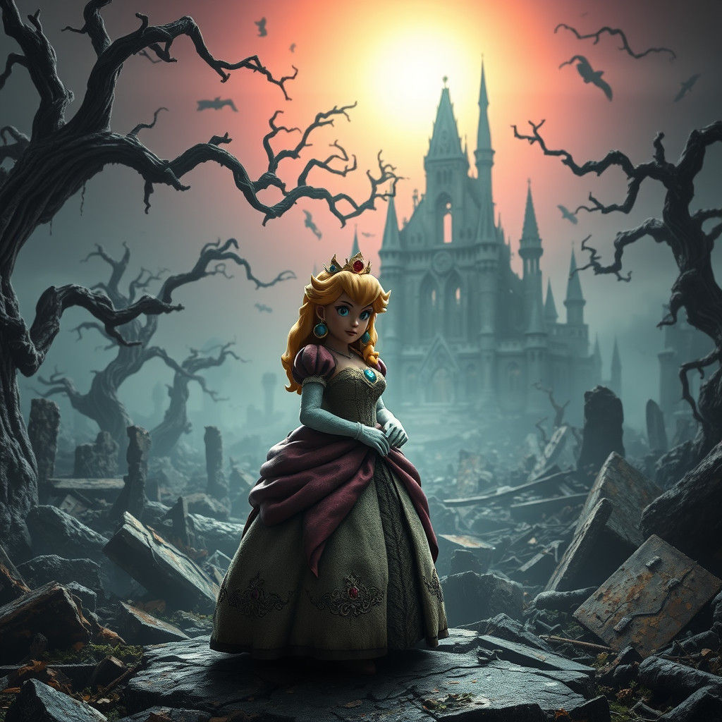 Princess Peach and Yoshi in Post-Apocalyptic Kingdom