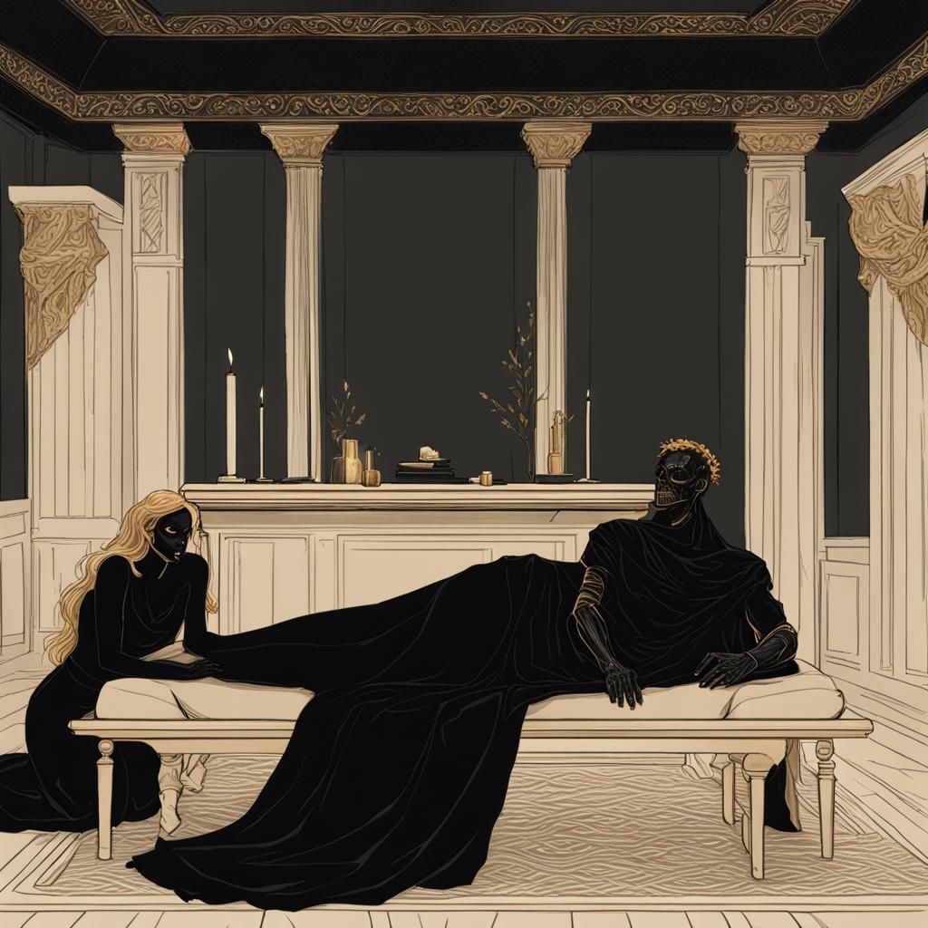 Hades and Persephone in a Dark Massage Room