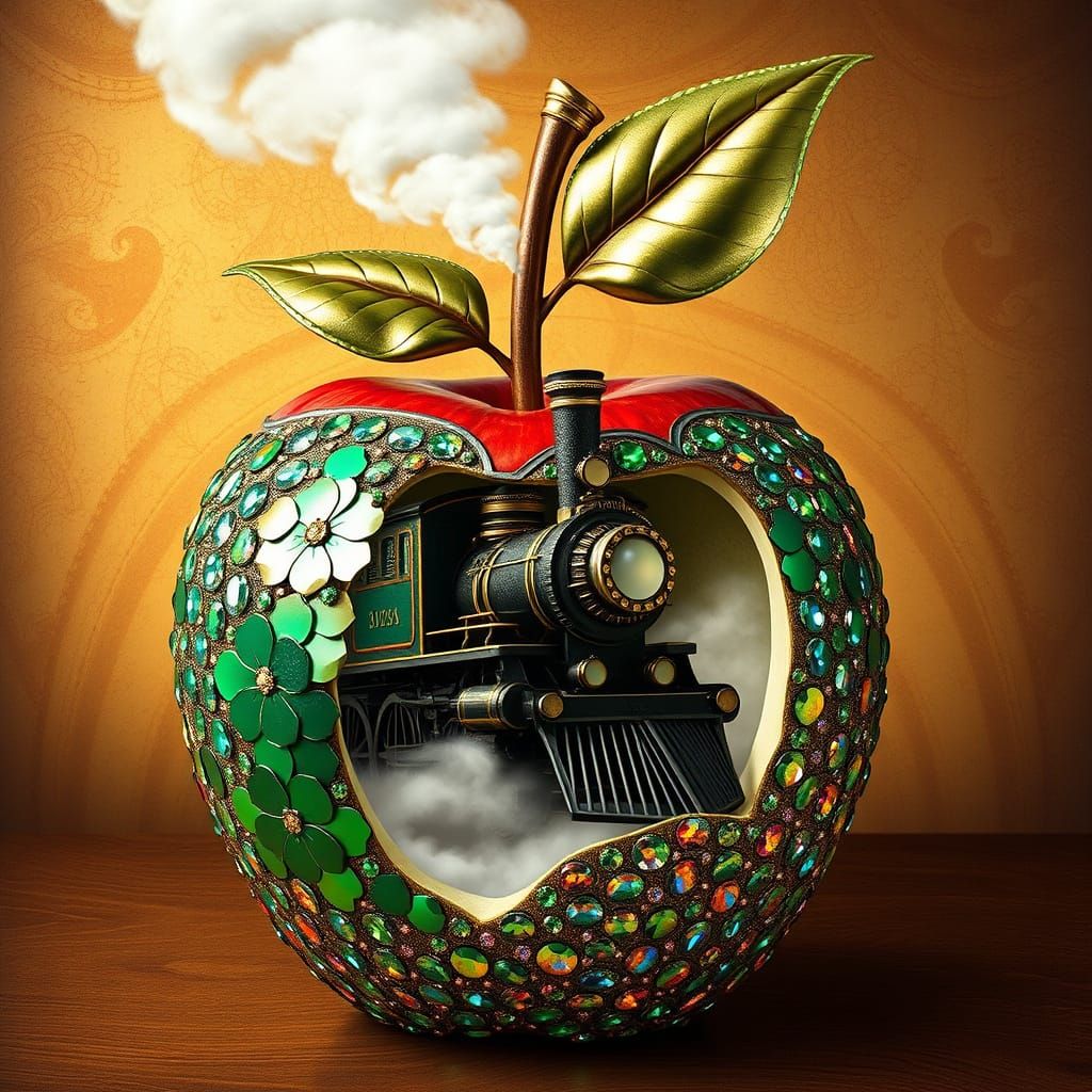 Majestic Apple with Crystal Steam Train