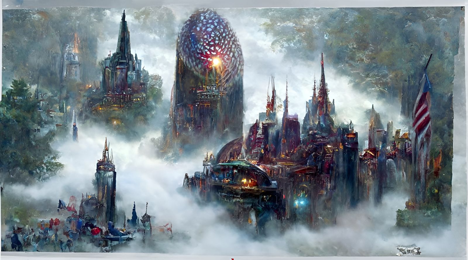 Futuristic City in Ethereal Fantasy Style
