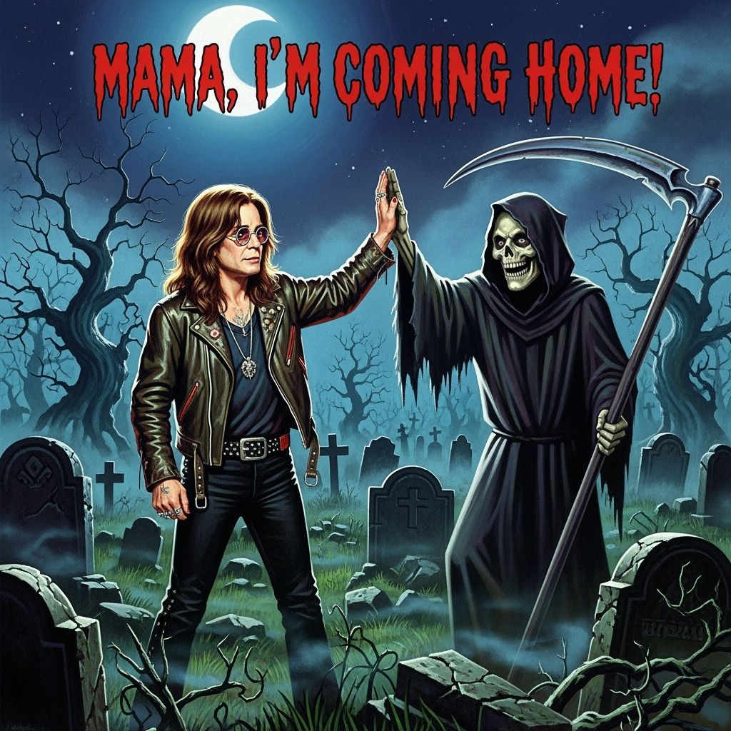 Ozzy Osbourne High-Fives Death in Horror Comic Style