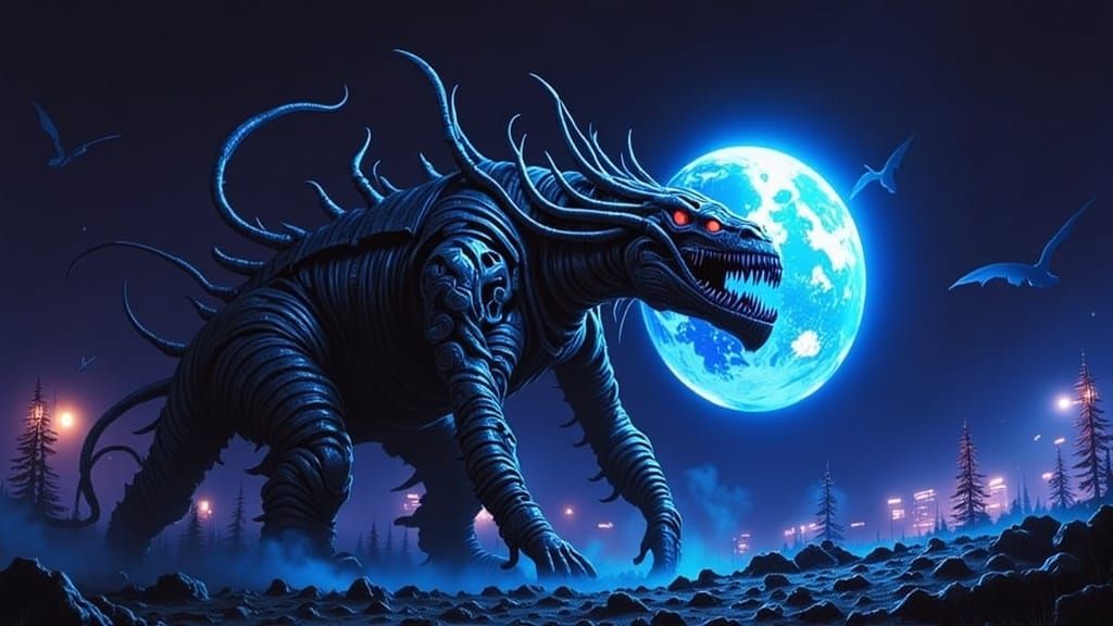 Bloodthirsty Cenobite Smilodon Grasps the Earth in a Fiery C...