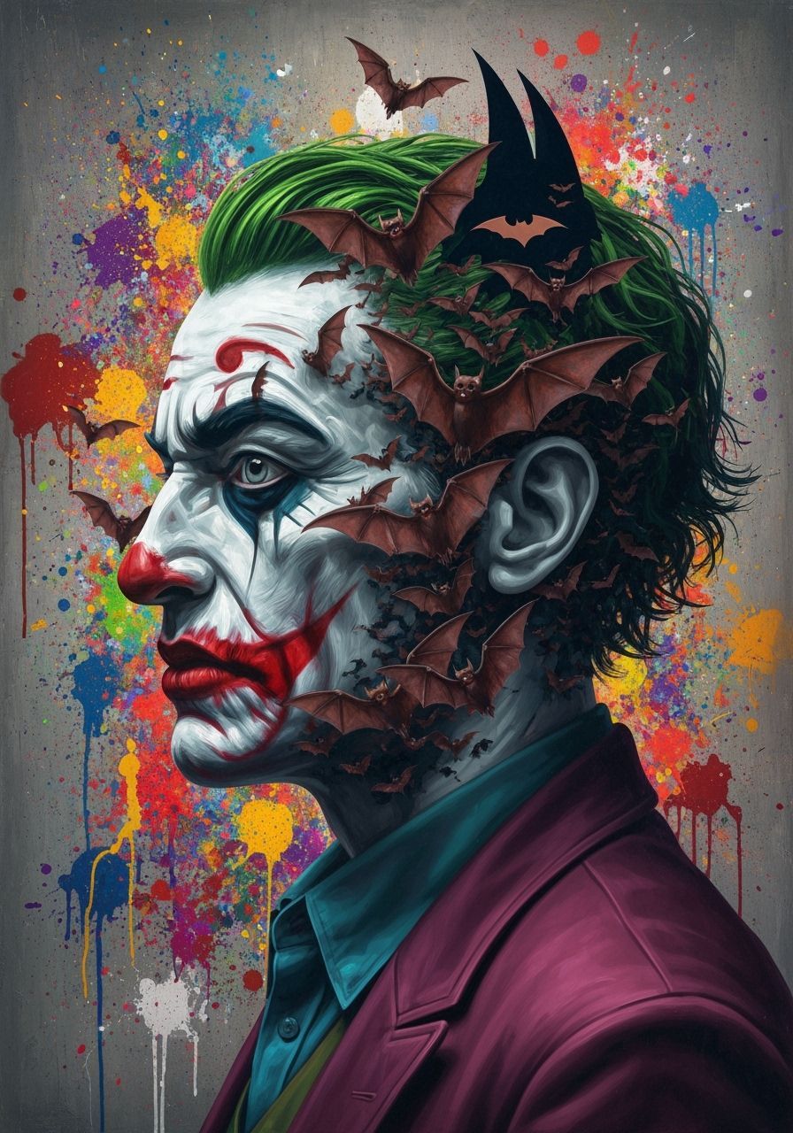 Joker Portrait Composed of Bats in Flight