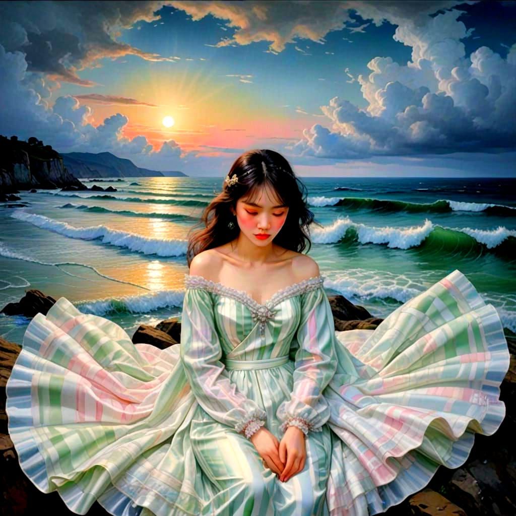 Beautiful Face Amidst Vibrant Patchwork Quilts