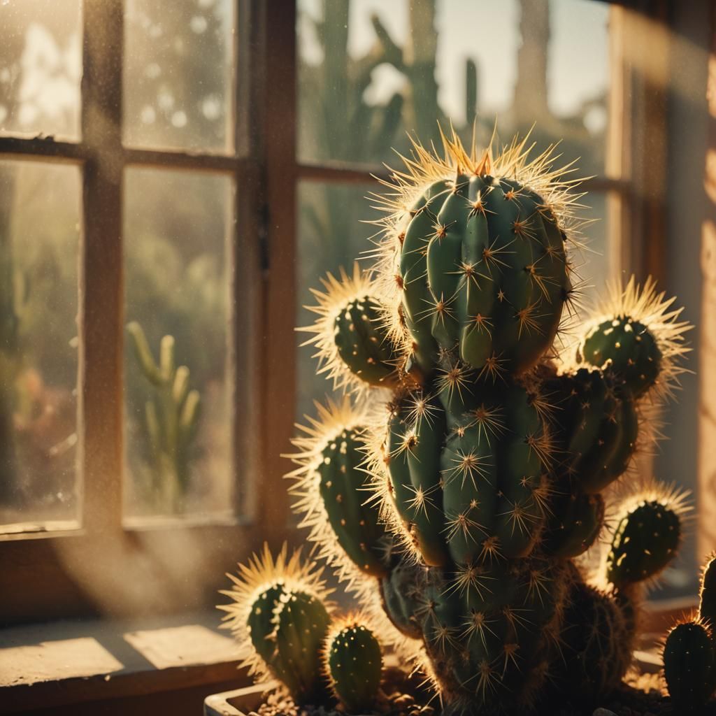 Singing Cactus in Golden Hour Cinematic Lighting