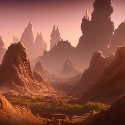 Alien City on Desert Planet: Detailed Matte Painting