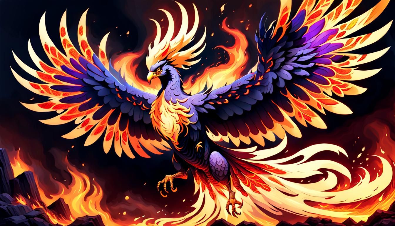 Fiery Phoenix in Dark Fantasy Concept Art