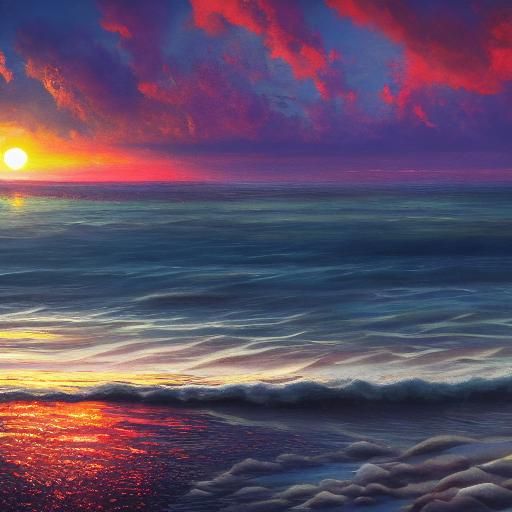 Sunset Beach at Night with Black Pearls