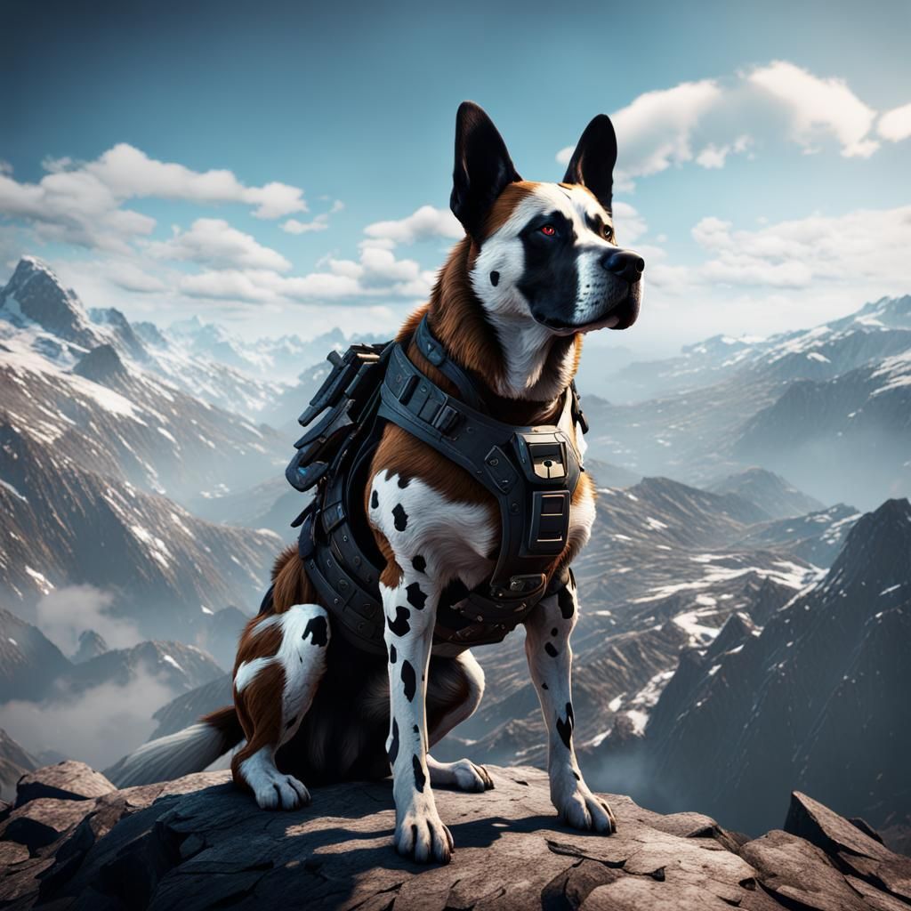 Rorschach Dog on Mountain: 3D Game Art