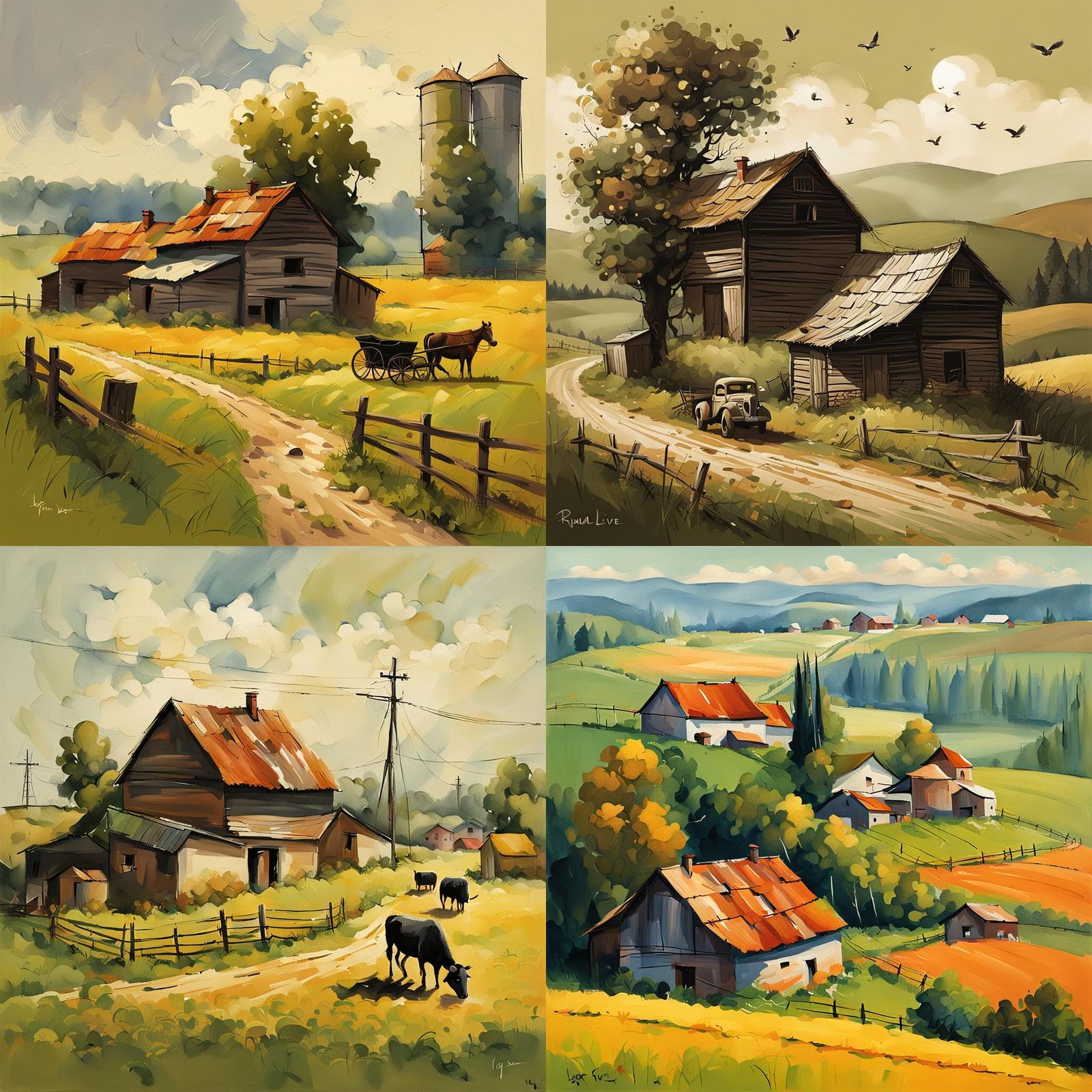 Idyllic Rural Landscape in Classic Style