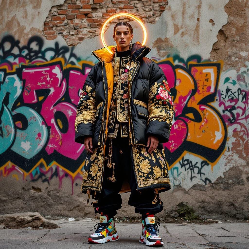 Modern Icon in Renaissance Streetwear, Baroque Style