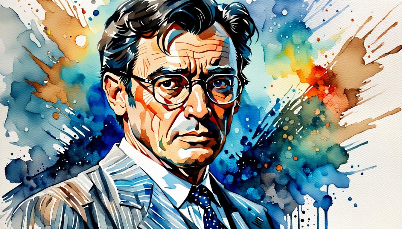 Atticus Finch Watercolor Portrait in Picasso and Seurat Styl...