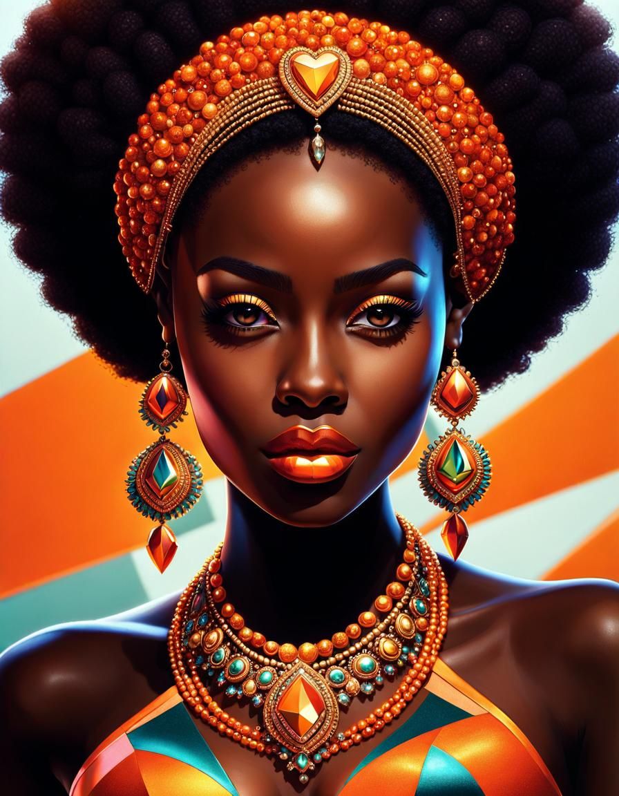 Black Girl with Afro Hairstyle and Jewels