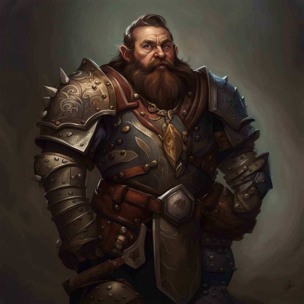 Armored Dwarf Portrait in Fantasy Style