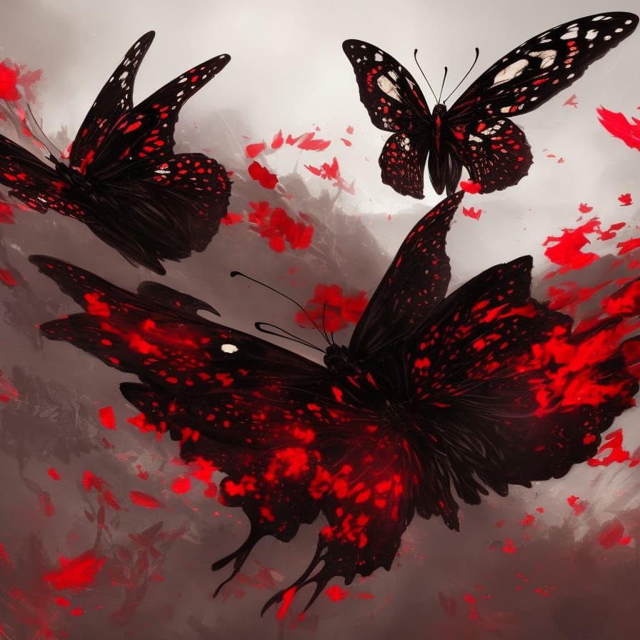 Butterfly Skull with Flowers: Dark Fantasy Concept Art