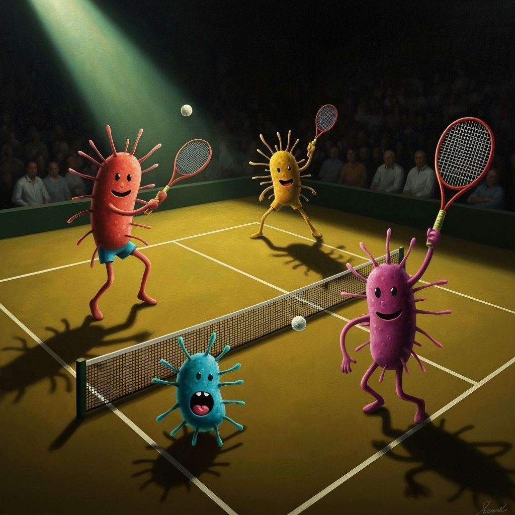 Silly Microbes Play Tennis on Centre Court in Miró & Caravag...