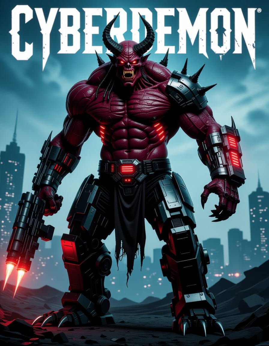 Colossal Cyberdemon in Apocalyptic City Ruins