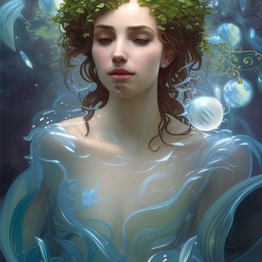 Anthropomorphic Faery Queen Portrait in Art Nouveau Style