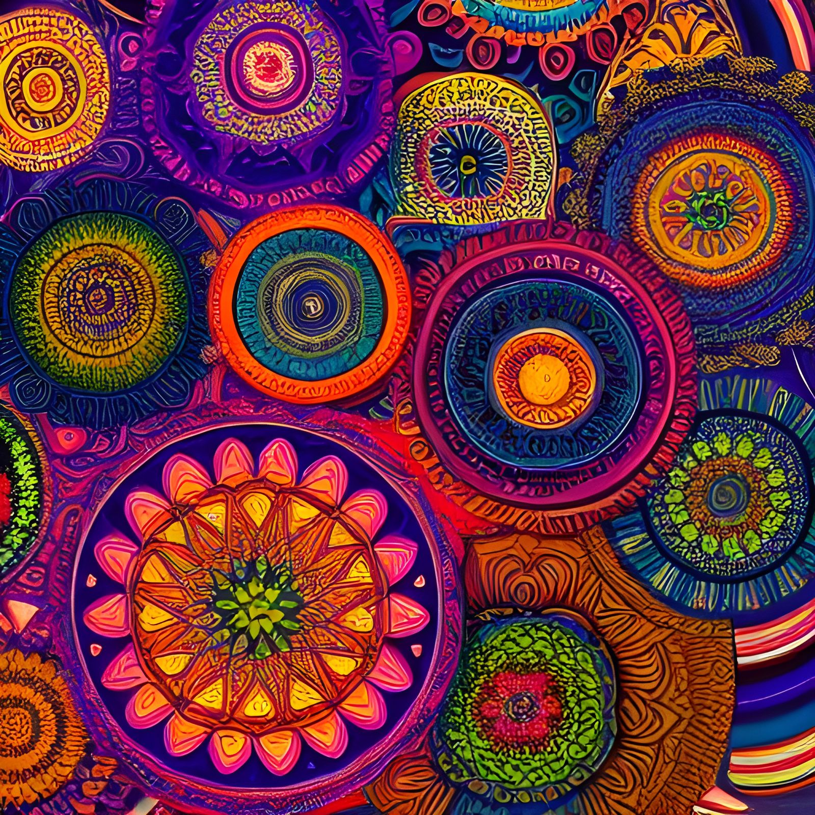 Ayahuasca Mandalas in Diverse Coloration