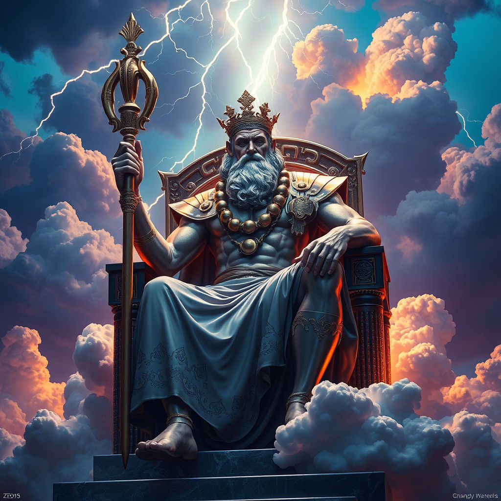 Zeus, King of Gods, in Dramatic Digital Art