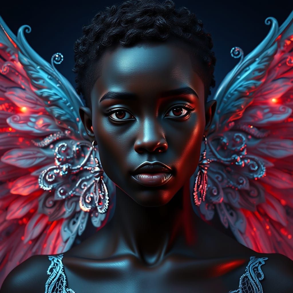 Ethereal African Angel with Serene Majesty