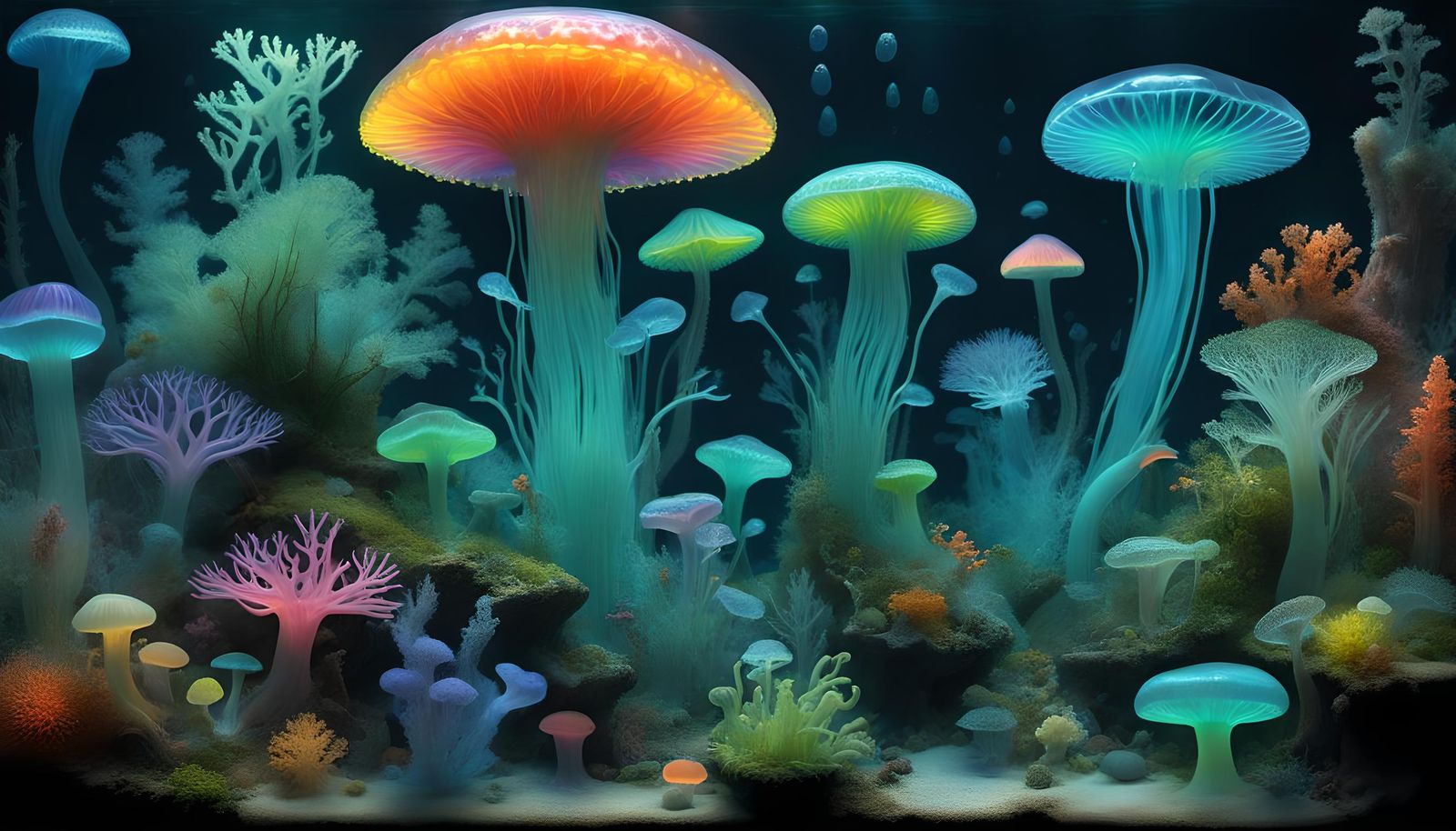 Bioluminescent Jelly Lifecycle in Hyperrealistic Detail