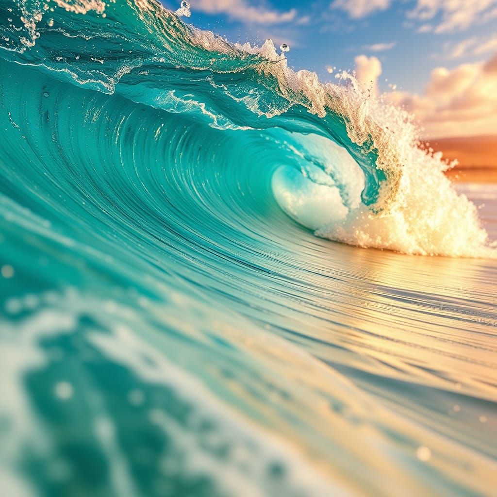 Majestic Ocean Waves in Hyperrealistic Detail