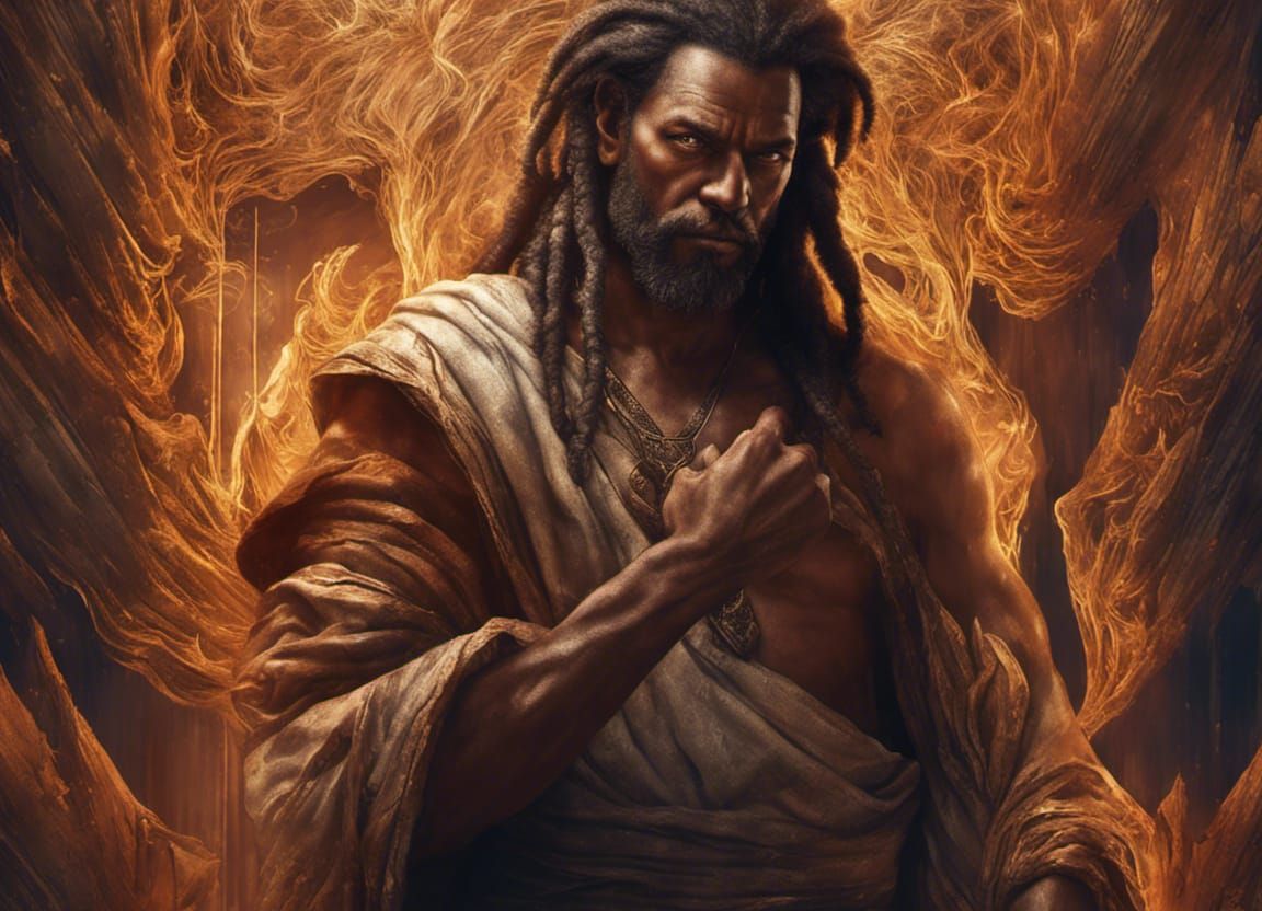 Dramatic Portrait of Moses in Fantasy Concept Art Style