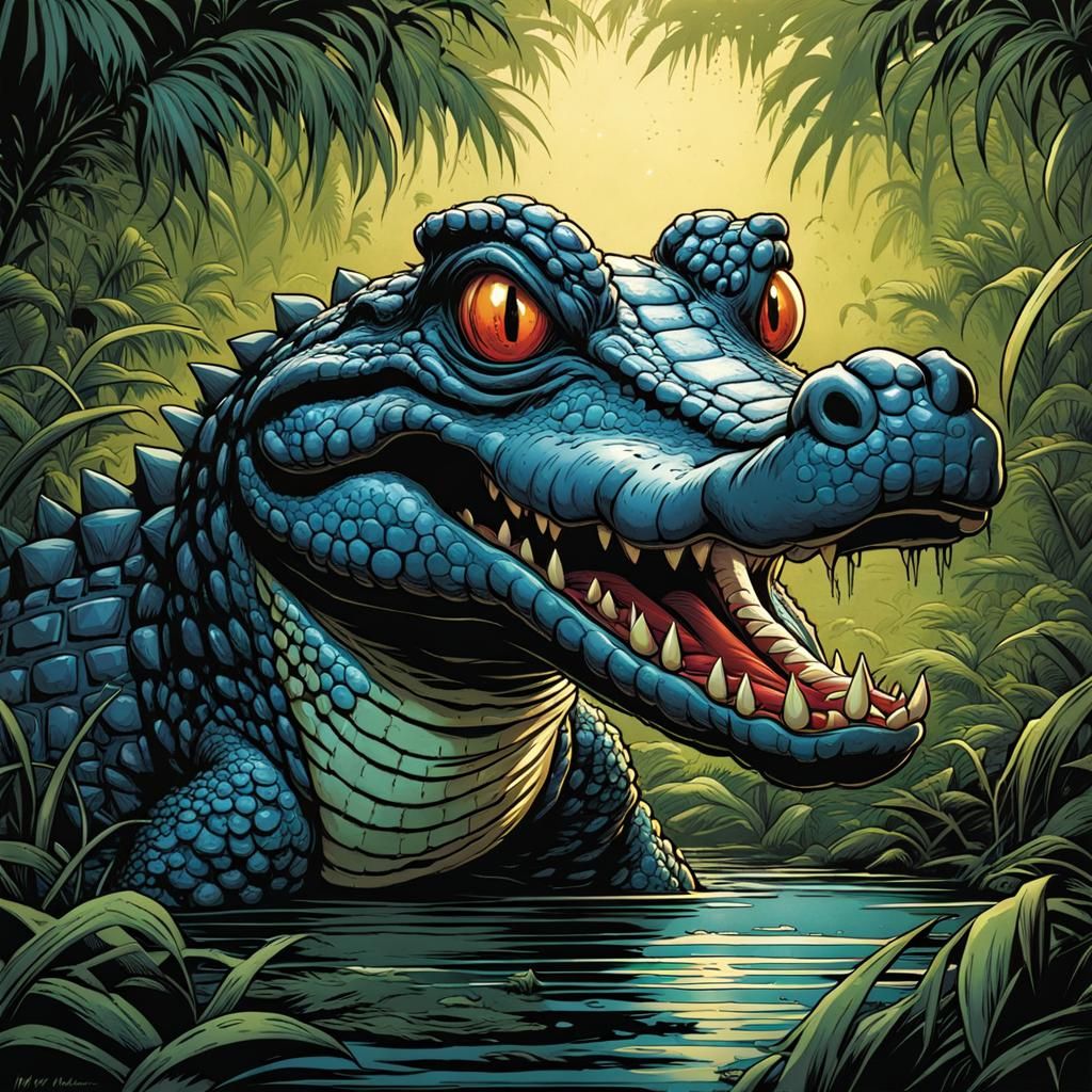 Cartoon Alligator in Comic Book Style