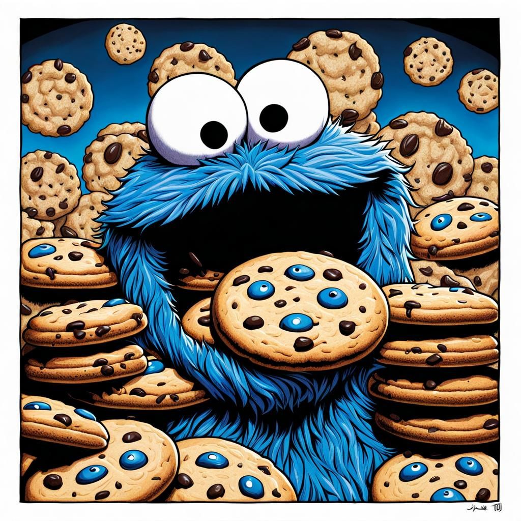 Cookie Monster's Snack Heist in Manga Style