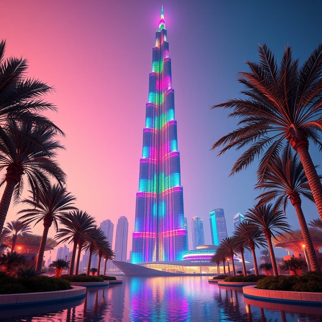 Burj Khalifa Rainbow Illumination in 3D
