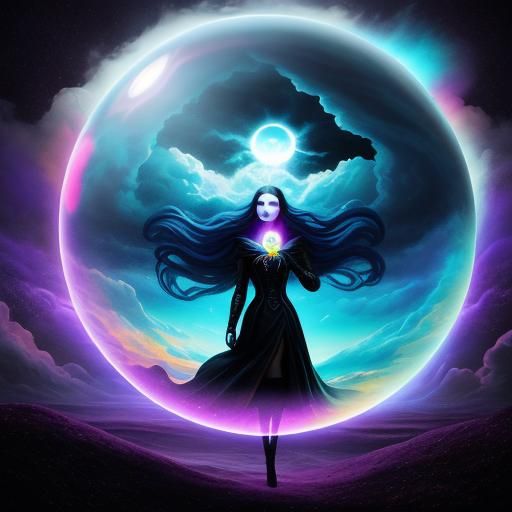 Mystical Girl in Orb: Salvador Dali-Inspired Art