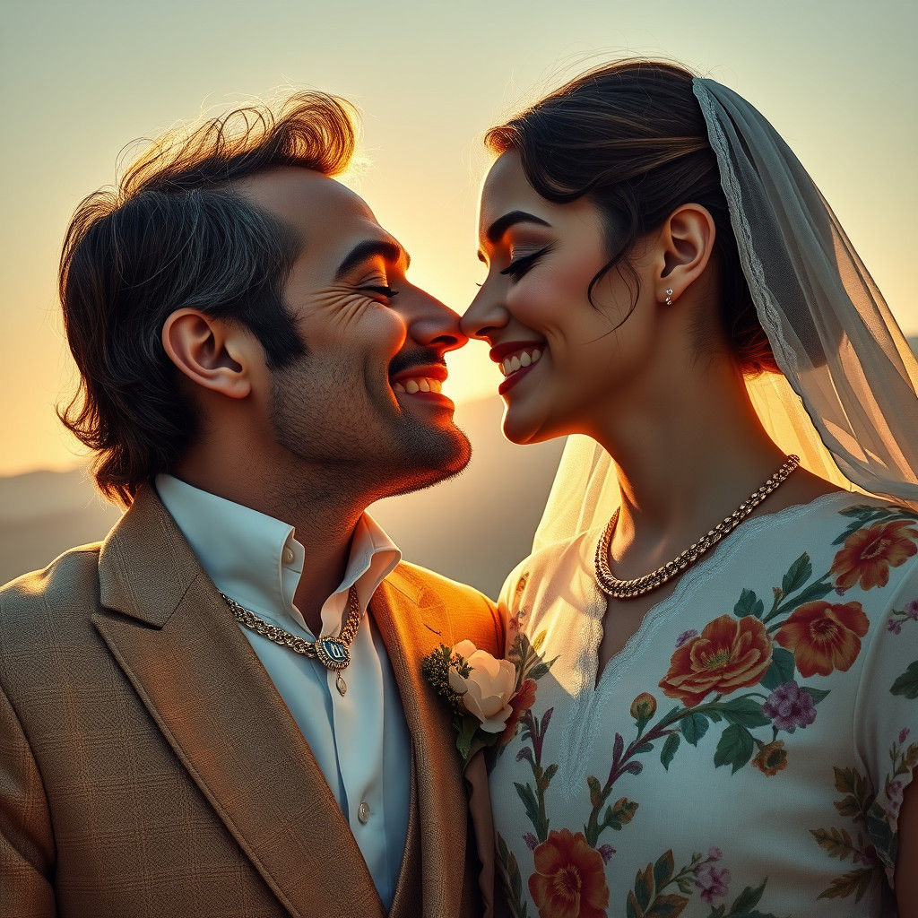 Italian Man and Persian Woman in Hyperrealistic 8k Detail