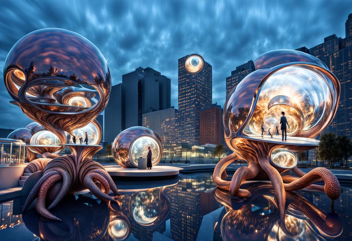 Extravagant Alien Characters in Cosmic Dreamscape: Photograp...